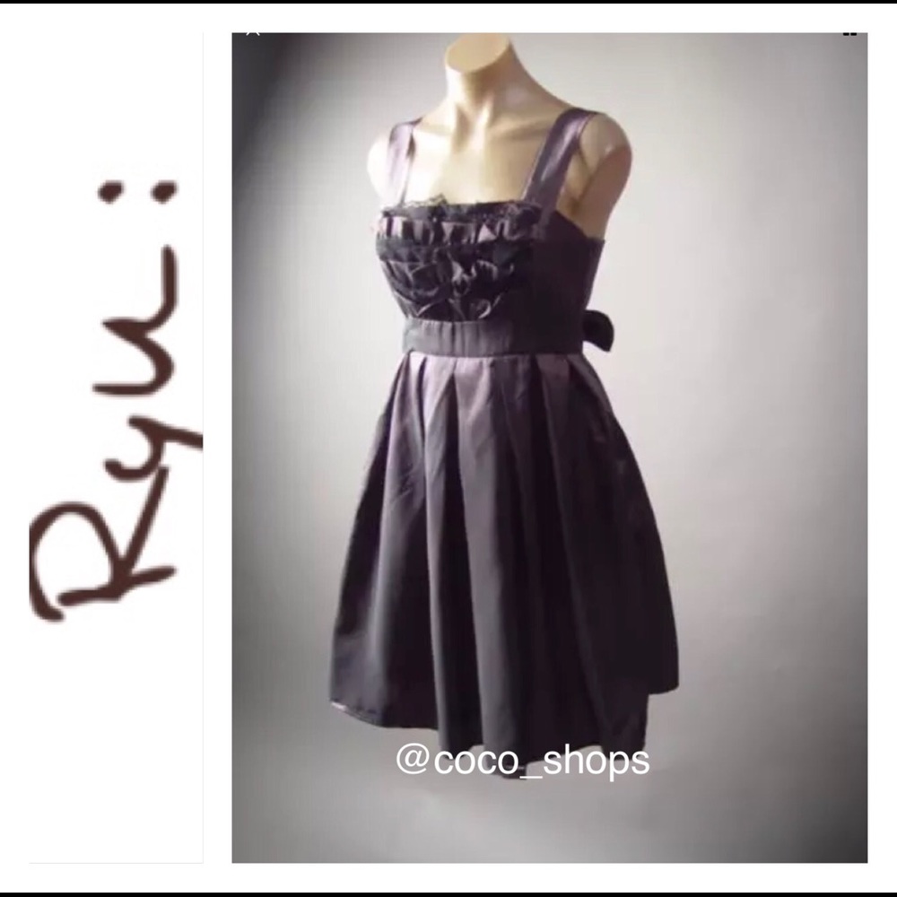 Final Sale New Purple /Ruffles Black Lace Dress